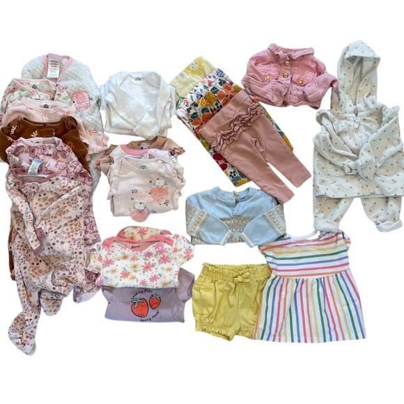 Baby Girl Bundle - 24 Items 0-6 Mos. Hello Kitty, Gerber, Carters, Rachel Zoe - Picture 1 of 16